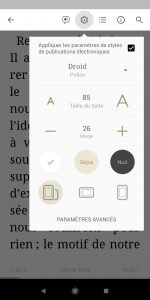 prestigio ereader - taille polices fond